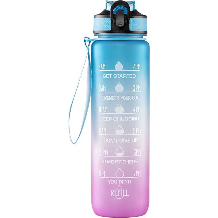 Bilde av Beauty Rebels Motivational Water Bottle 1 L Blue Lilac