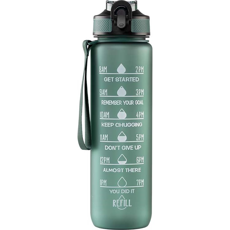 Bilde av Beauty Rebels Motivational Water Bottle 1 L Green