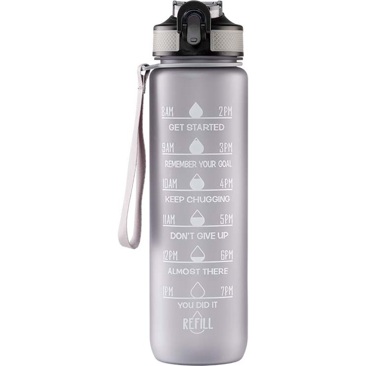 Bilde av Beauty Rebels Motivational Water Bottle 1 L Grey