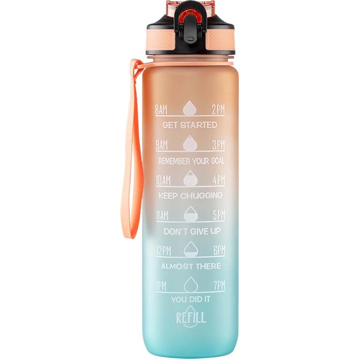 Bilde av Beauty Rebels Motivational Water Bottle 1 L Orange Green