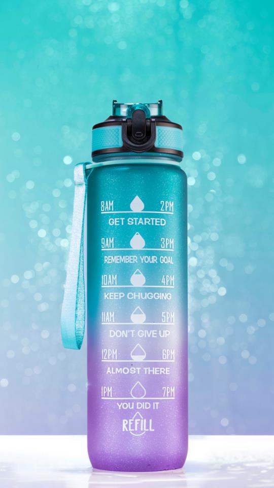 Beauty Rebels Motivational Water Bottle 1 L Stardust Green