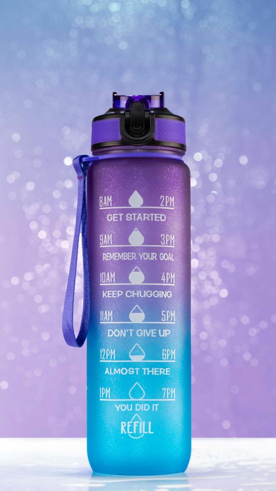 Beauty Rebels Motivational Water Bottle 1 L Stardust Purple