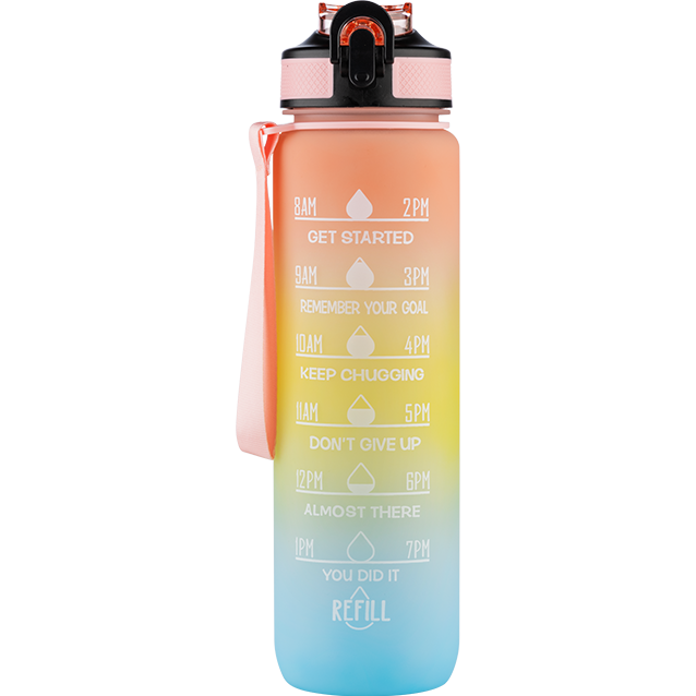 Läs mer om Beauty Rebels Motivational Water Bottle 1 L Sunset