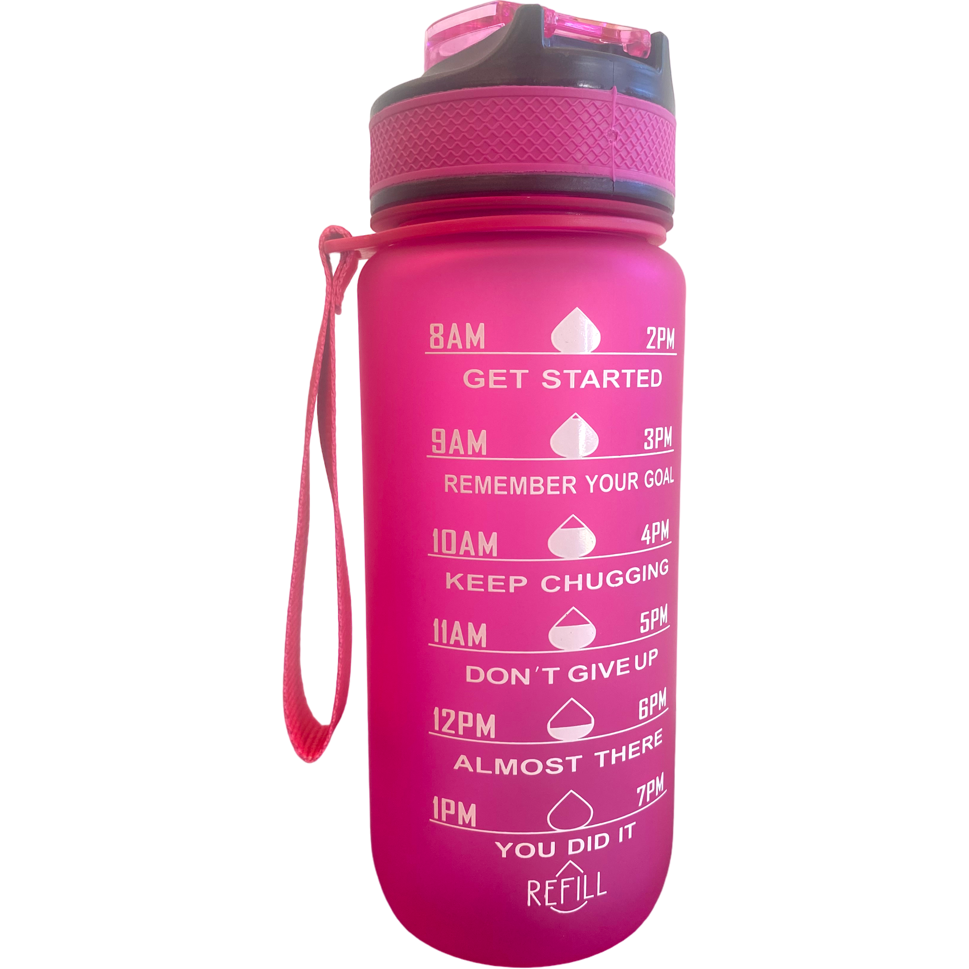 Läs mer om Beauty Rebels Motivational Water Bottle 600 ml Hot Pink