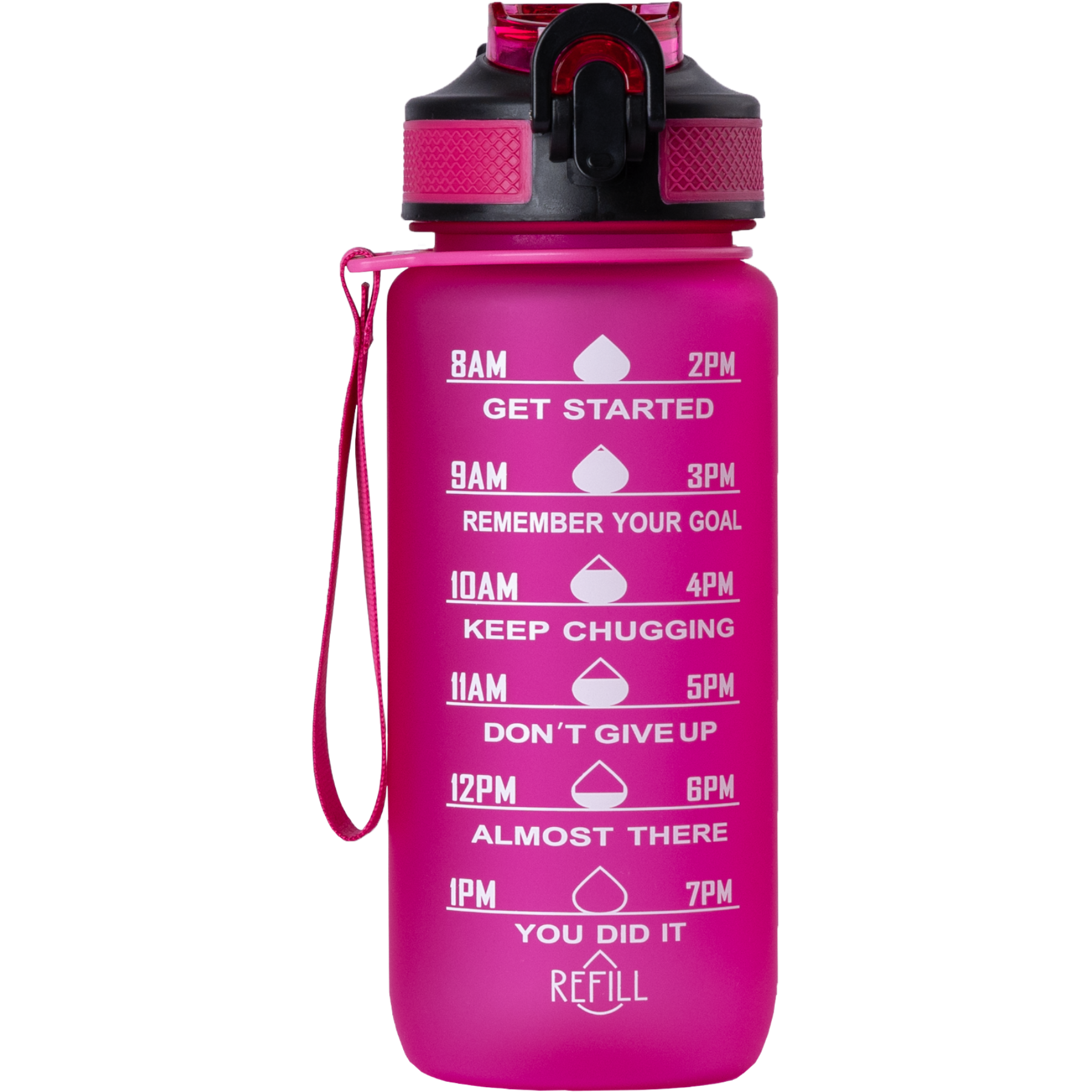 Bilde av Beauty Rebels Motivational Water Bottle 600 Ml Hot Pink