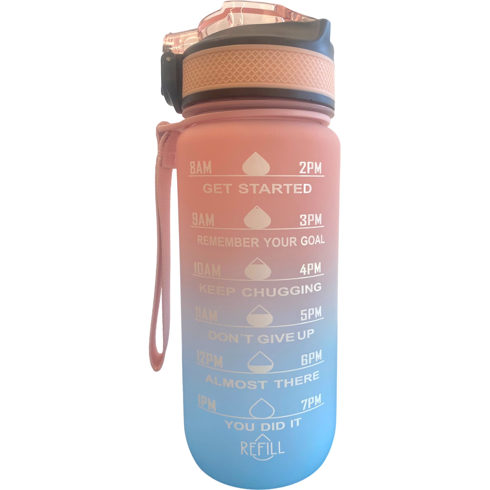 Läs mer om Beauty Rebels Motivational Water Bottle 600 ml Pink/Turquoise