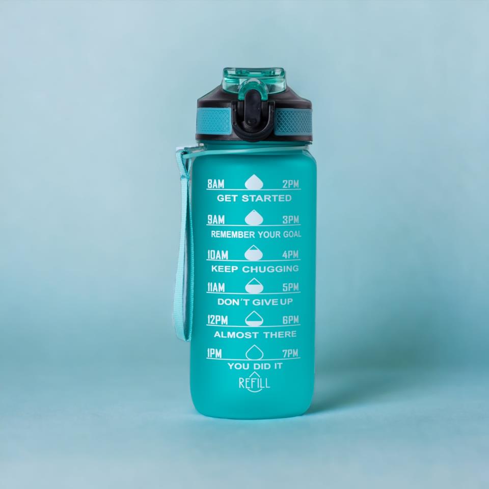 Beauty Rebels Motivational Water Bottle 600 ml Turquoise