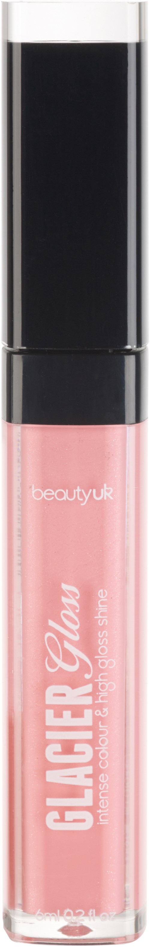 A pink lip gloss tube with a black cap and white text reading "Clair Gel" and "beautyuk."