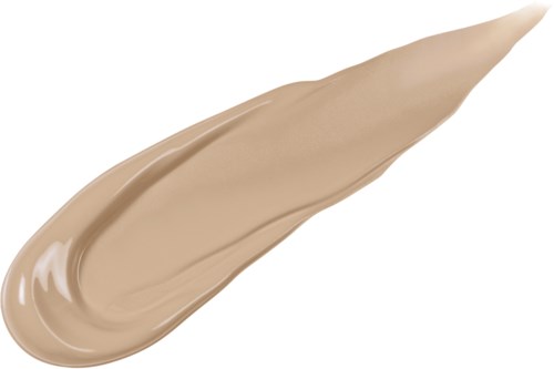 En jämn beige kräm spridd i en tårtdroppeform med glansig textur.