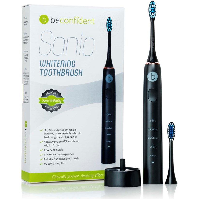 Beconfident Beconfident Sonic Whitening Toothbrush. Black/rose go