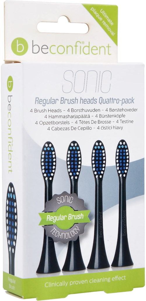Beconfident Beconfident Regular Sonic 4-pack tandborsthuvud Svart, Soft-Medium