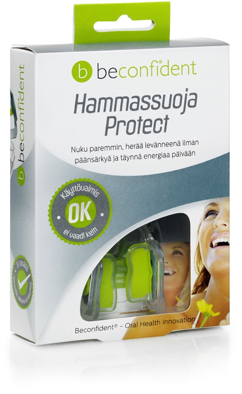 Pakke med beconfident Hammassuoja Protect til beskyttelse mod mundskader ved sport eller ulykker.