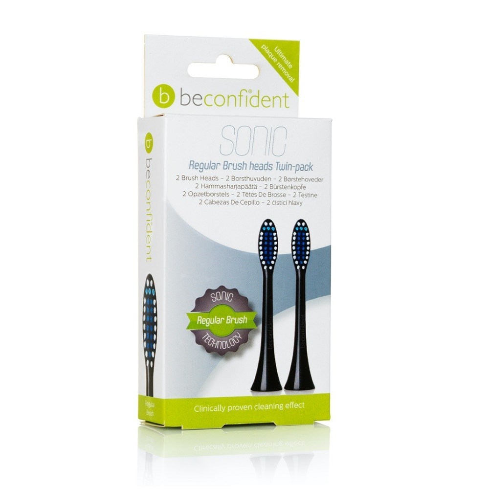 Läs mer om Beconfident Sonic Toothbrush heads 2-pack Regular Black