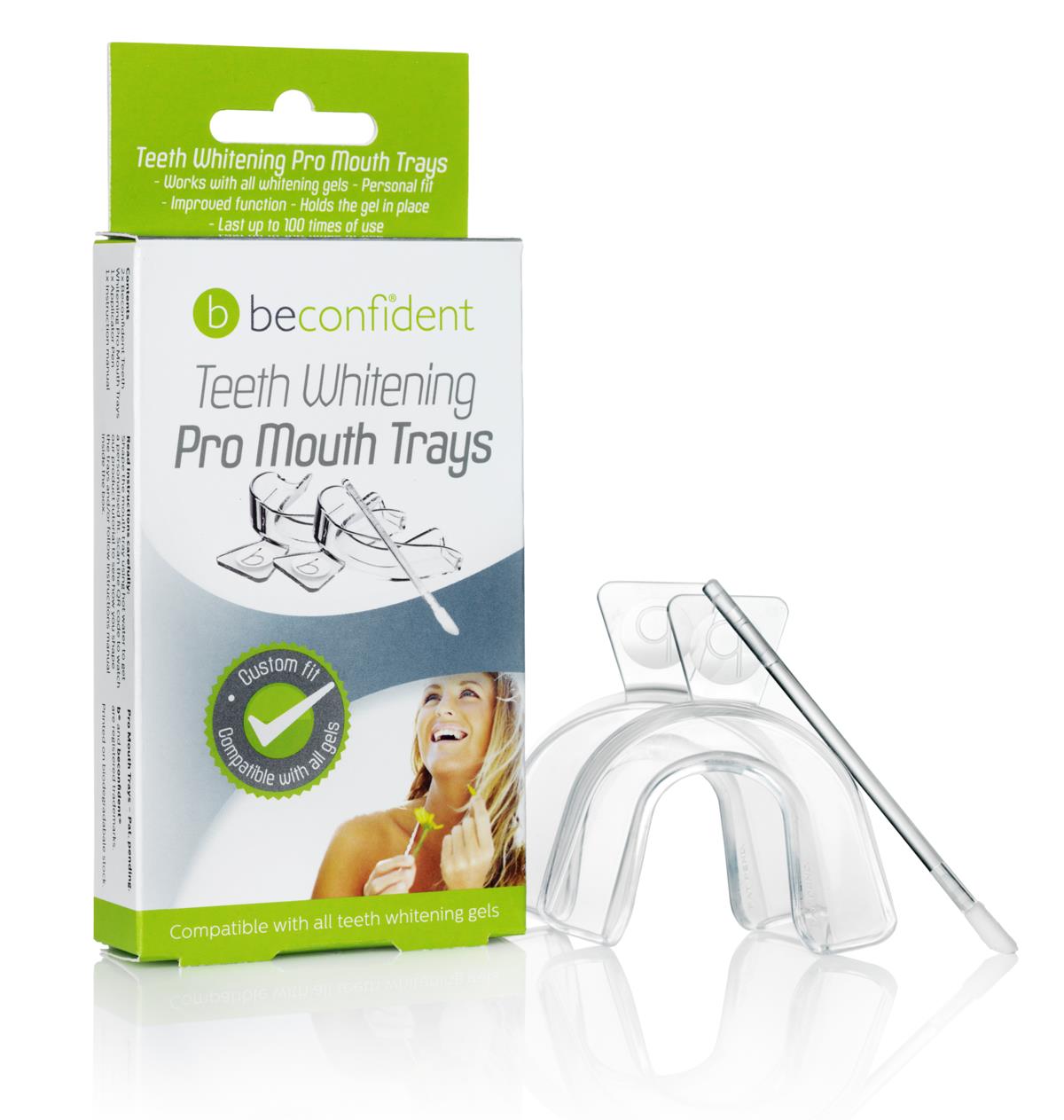 Beconfident Teeth Whitening Pro Mouth Trays 2-pack with pen applicator