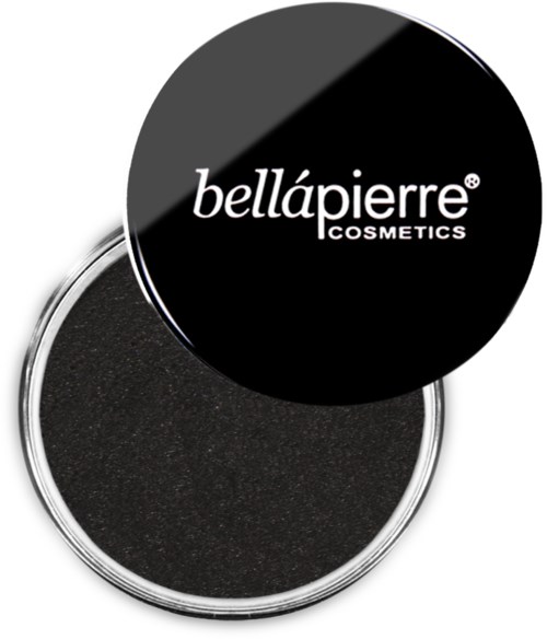 Czarna pokrywka z białym napisem "bellápierre COSMETICS" i czarną gąbką w środku.