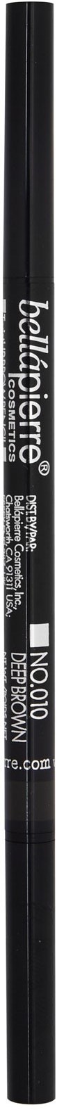 Een zwarte eyelinerpotlood met witte tekst, gemarkeerd als waterproof, met dop en scherpe punt.