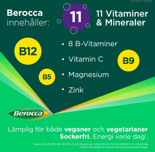 A dietary supplement label highlighting vitamins B12, B5, B9, vitamin C, magnesium, and zinc for vegans and vegetarians.