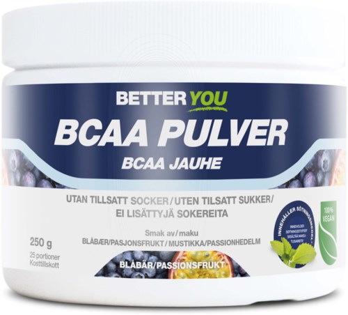 Rosa fruktsmak BCAA-pulver utan tillsatt socker, vegansk och snabbblandad. Passar för sport och träning.