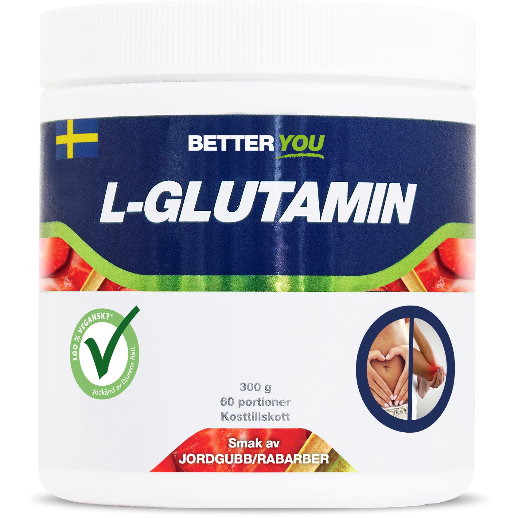 Better You Naturligt L-Glutamin Jordgubb/Rabarber 300 g