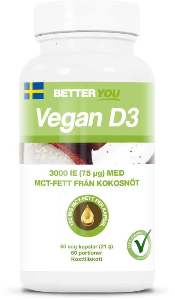 Better You Vegan D3 3000IE + MCT-fedt - 60 stk.