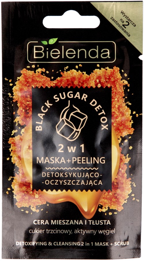 Bielenda Professional SUPREMELAB  BLACK SUGAR DETOX 2 in 1 detoxifying and moisturizing face mask + scrub for mixed and greasy skin  8 g