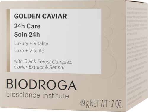 Pudełko Golden Caviar do pielęgnacji skóry z 24-godzinną opieką i Black Forest Complex dla witalności.
