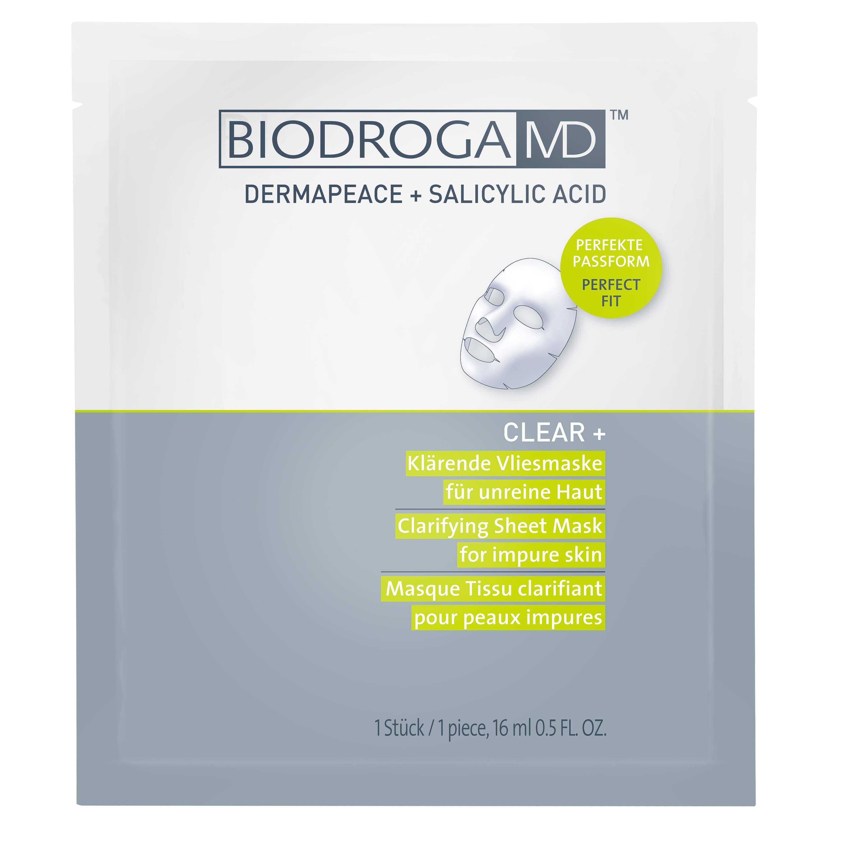 Biodroga MD Clear + Clarifying Sheet Mask For Impure Skin 16 ml