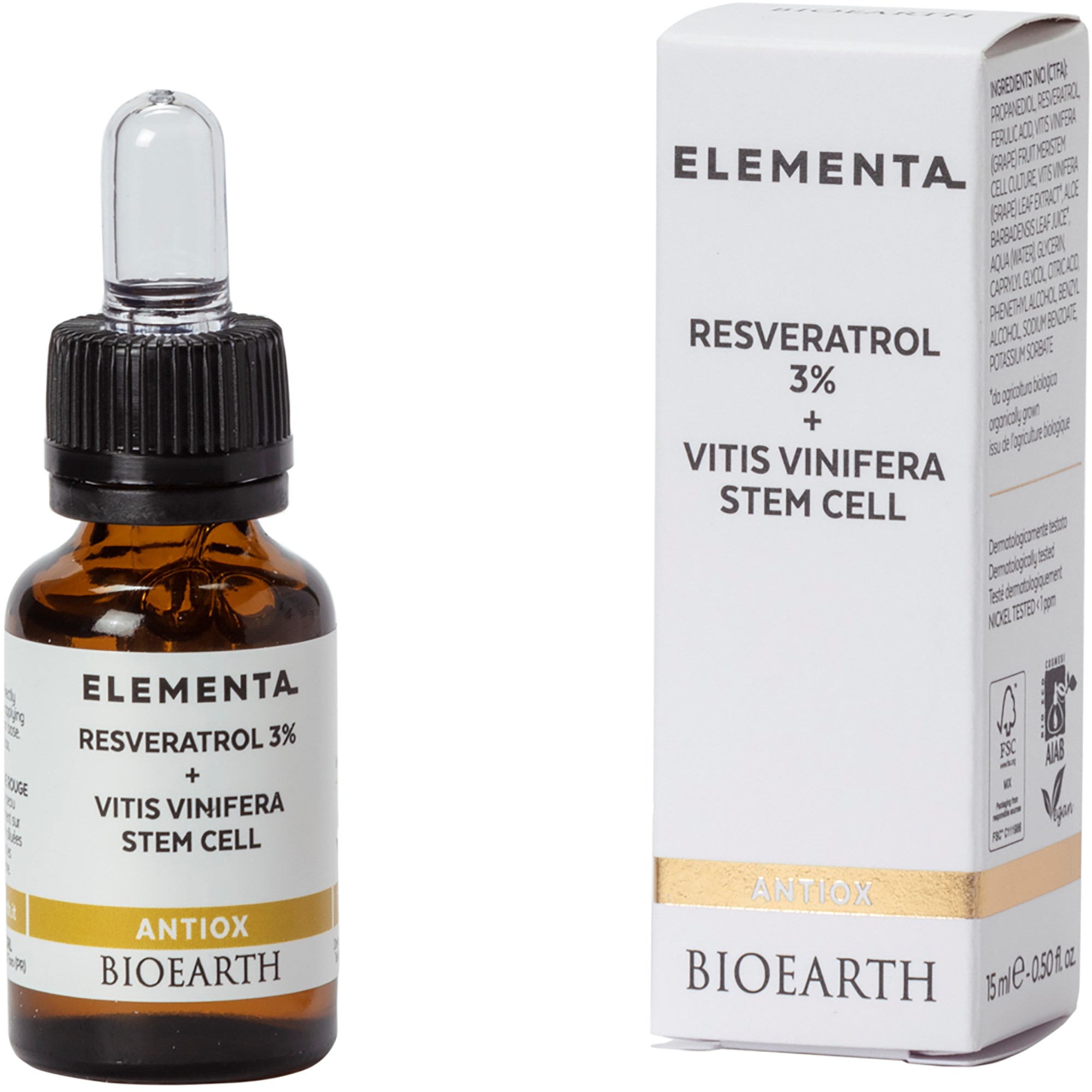 Läs mer om Bioearth Elementa Resveratrol 3% + Vitis Vinifera Stem Cell Booster 15