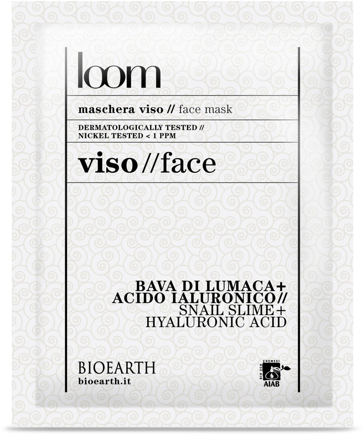 Bioearth Loom Sheet Face Mask Snail Slime + Hyaluronic Acids 15 ml