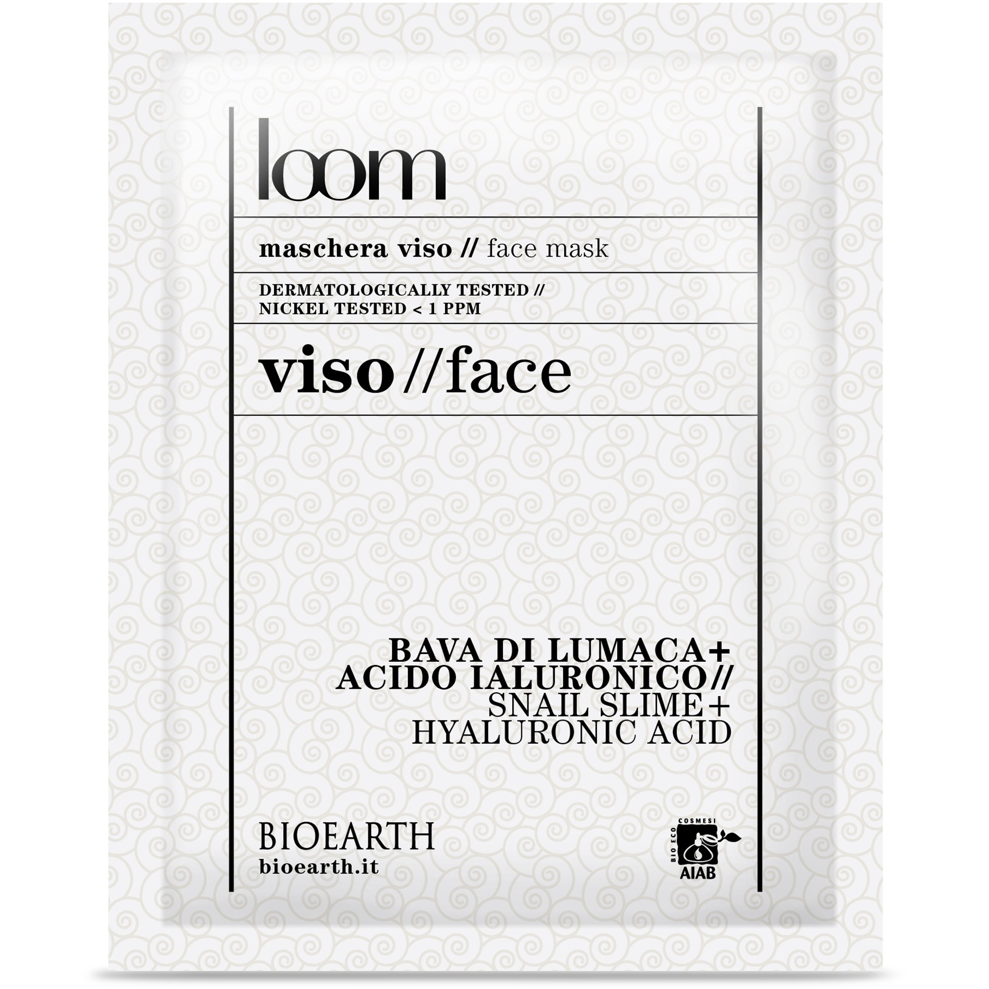 Bioearth Loom Sheet Face Mask Snail Slime + Hyaluronic Acids 15 ml