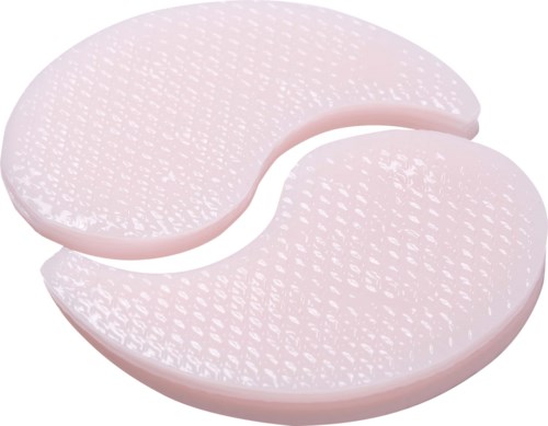 Two pink facial sponge pads with textured surfaces for cleansing or skincare routines.
