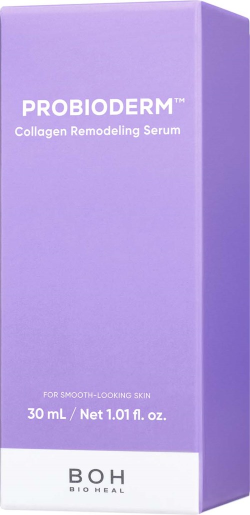 Purple box for ProbiDerm collagen serum with white text and BOH Bio Heal logo at bottom.