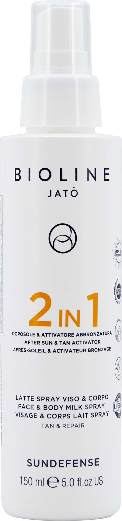 Bioline Jatò 2 IN 1 After Sun & Tan Activator Face & Body Milk Spray Tan & Repair 150 ml