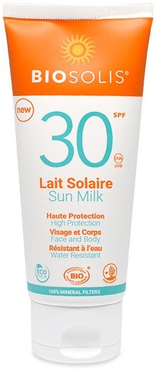 Solskydd solkräm med SPF 30, lämplig för ansikte och kropp, vattentålig och miljövänlig.