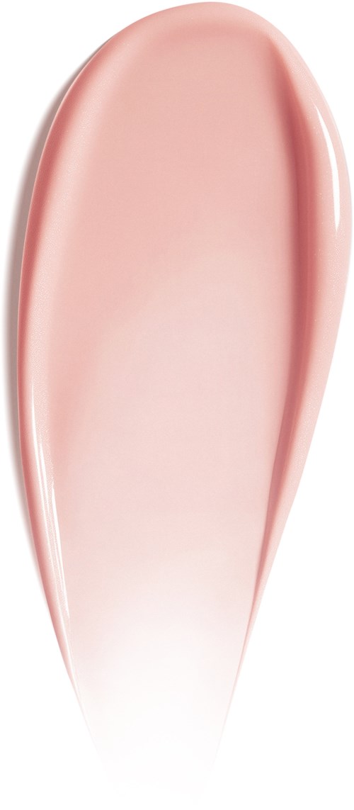 En närbild av ett mjukt rosa nagellacksspår på vit bakgrund.