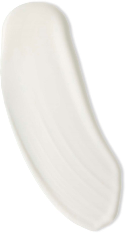 En buet, hvit gjenstand, muligens en skje eller lignende, med glatt overflate og ergonomisk form.