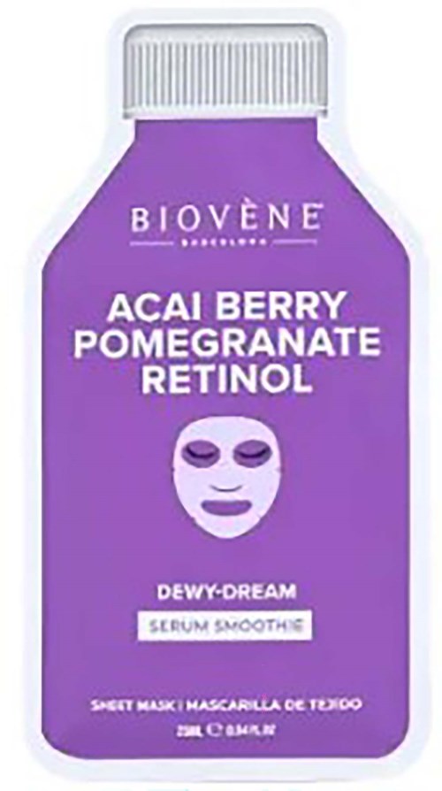 Biovène ACAI + RETINOL DEWY-DREAM! Smoothie Serum Sheet Mask with anti-aging Retinol, Acai and Pomegranate 25 ml