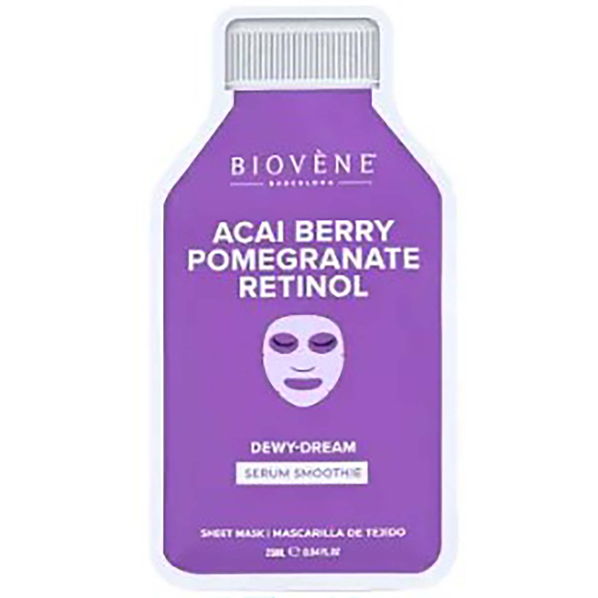 Biovène ACAI + RETINOL DEWY-DREAM! Smoothie Serum Sheet Mask with anti-aging Retinol, Acai and Pomegranate 25 ml