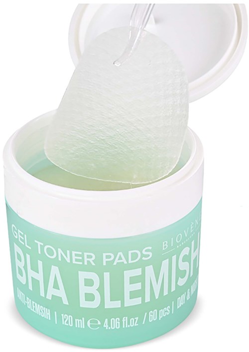 Beholder med geltoner pads merket for hudflekker, en pads er delvis hevet opp.