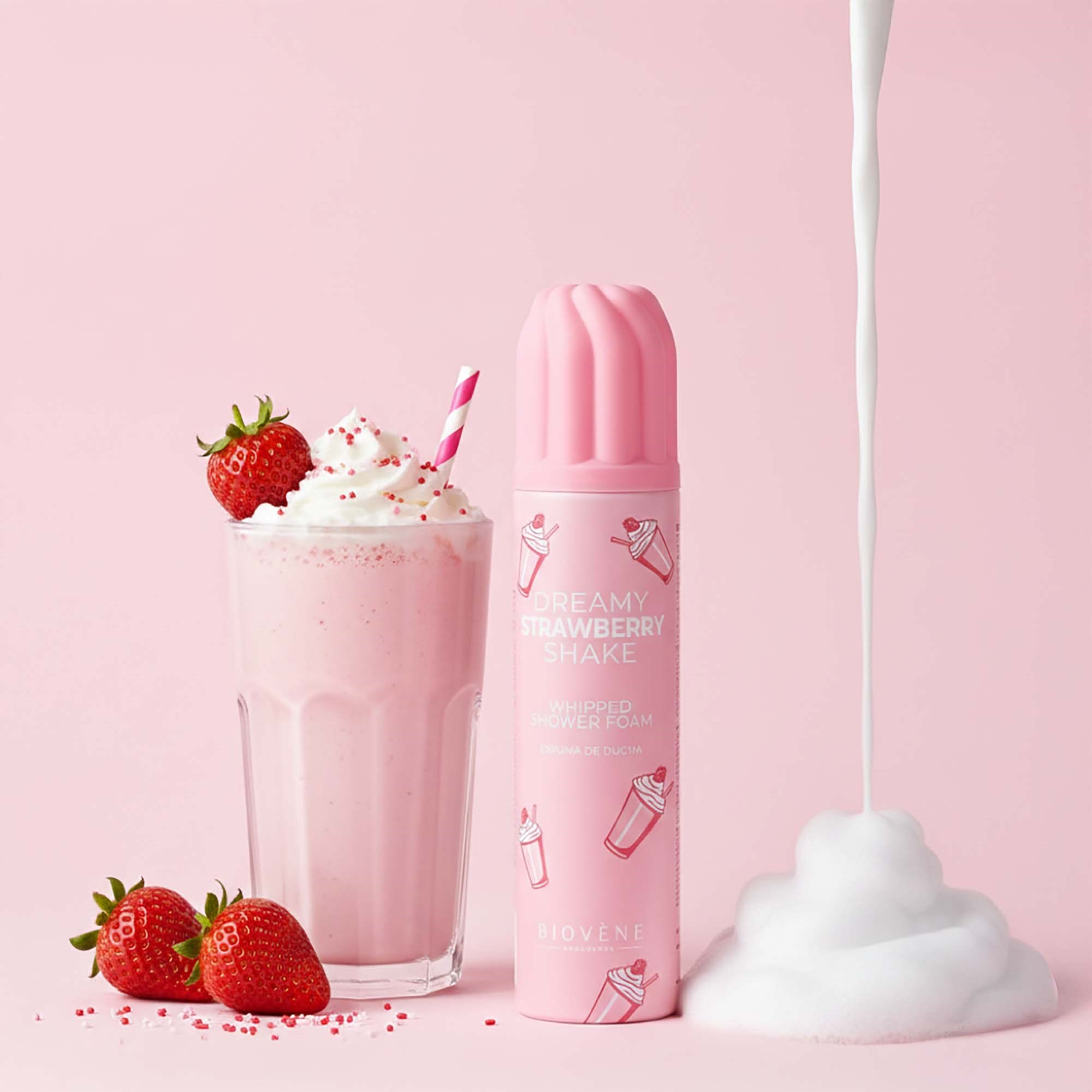 Biovène DREAMY STRAWBERRY SHAKE Whipped Shower Foam 250 ml (zdjęcie 4)