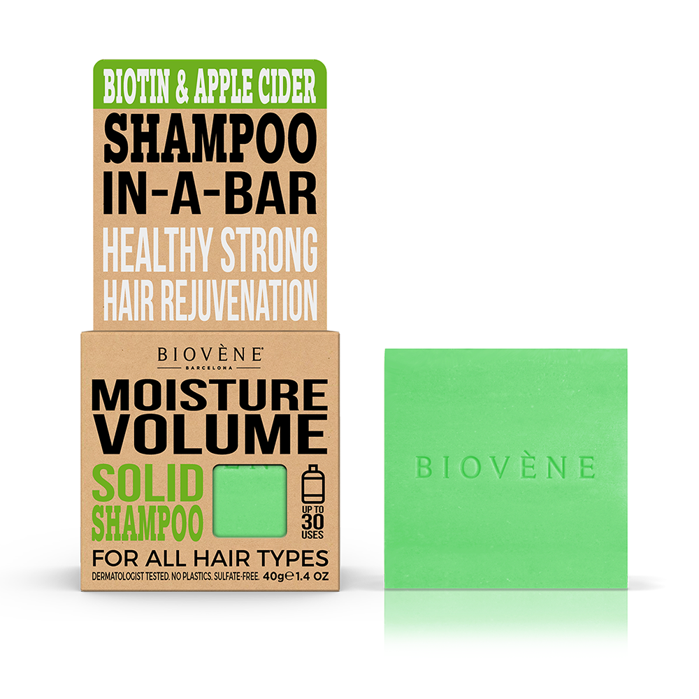 Läs mer om Biovène Moisture Volume Biotin & Apple Cider Solid Shampoo Bar
