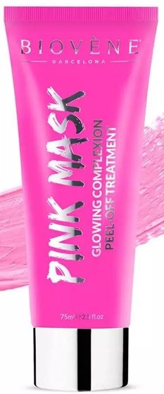 Pink tube fra Biovène Glow Complexion Peel Off Treatment med sølvhette.