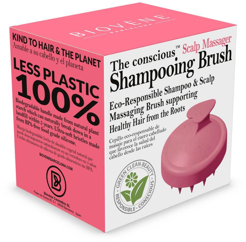 Biovène Scalp Massager, Pink Biodegradable Shampooing Brush