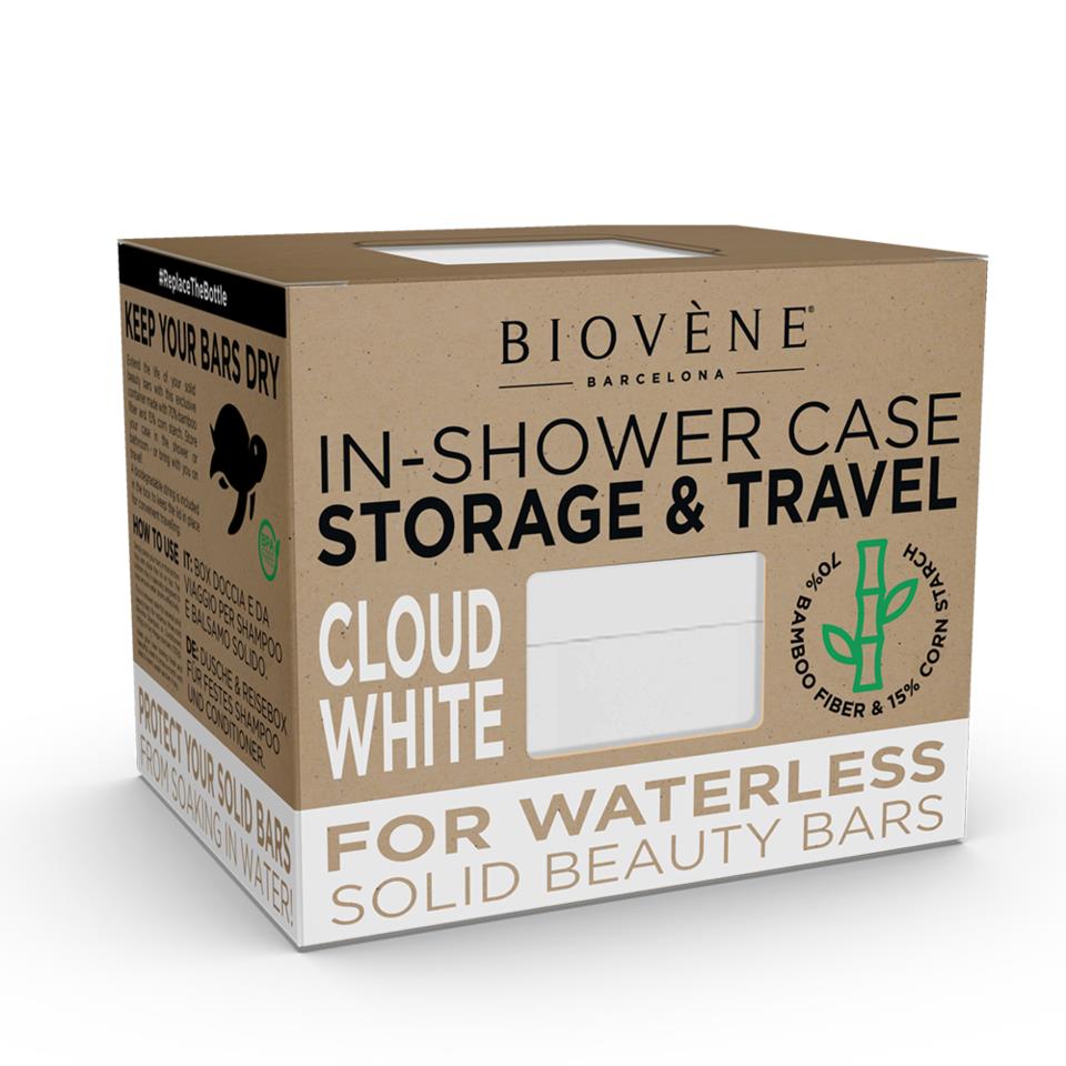 Biovène Universal Bamboo In-Shower Case for Storage & Travel Cloud White