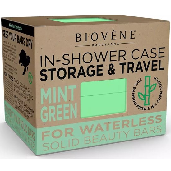 Biovène Universal Bamboo In-Shower Case for Storage & Travel Mint