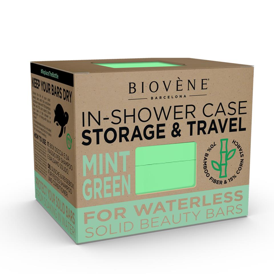 Biovène Universal Bamboo In-Shower Case for Storage & Travel Mint Green