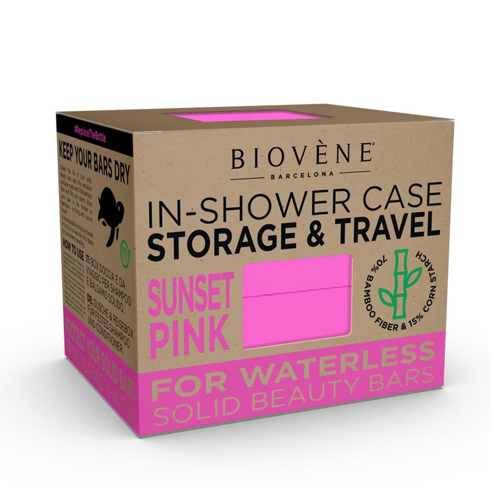 Biovène Universal Bamboo In-Shower Case for Storage & Travel Sunset Pink