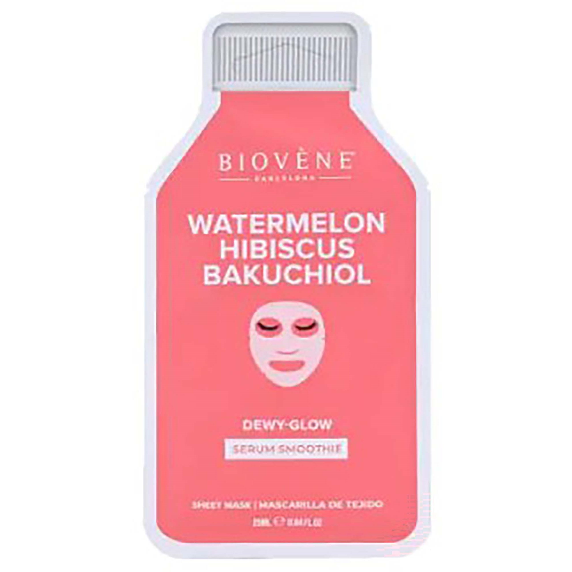 Biovène WATERMELON + BAKUCHIOL DEWY-GLOW! Smoothie Serum Sheet Mask with age-defying Bakuchiol, Watermelon & Hibiscus 25 ml