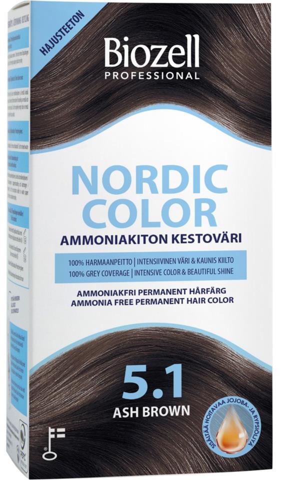 Biozell Nordic Color Permanent Hair Color Ash Brow 5.1 2 x 60 ml