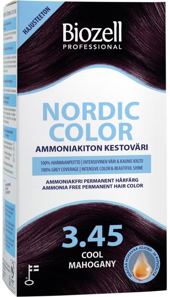 Biozell Nordic Color Permanent Hair Color Cool Mahogany 3.45 2 x 60 ml